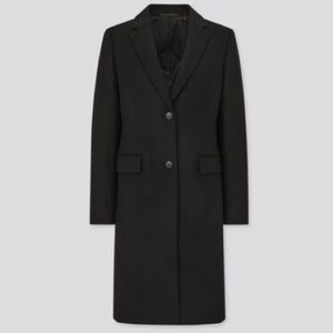 Uniqlo Cashmere-Blend Chesterfield Coat in Black Size L